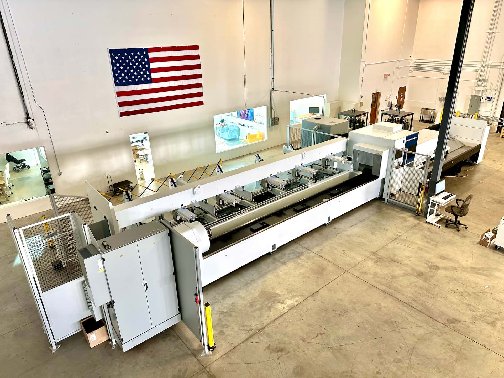 TruLaser Tube 3000 fiber CNC laser cutting machine inside the L1's facility